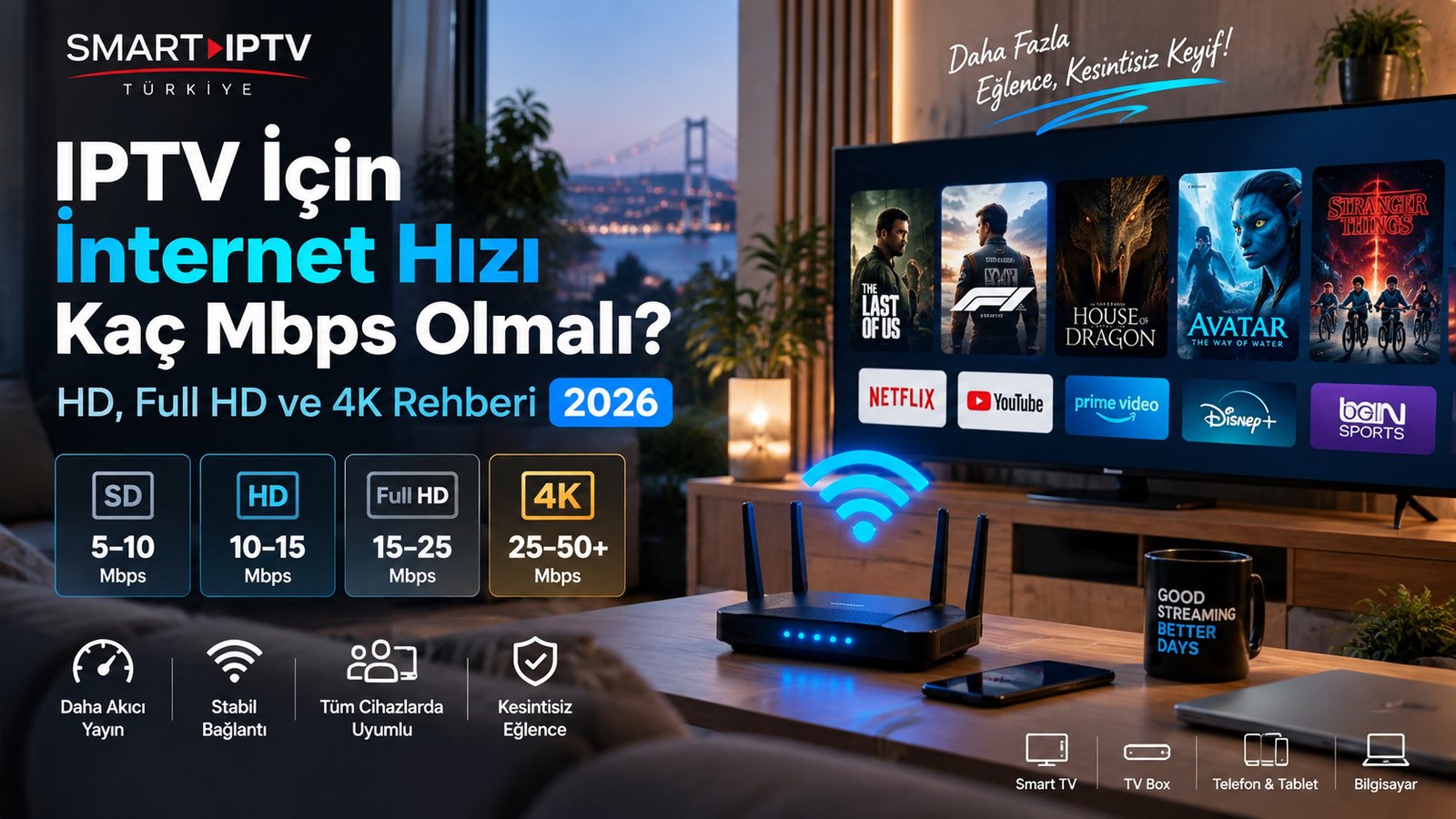 IPTV için internet hızı ve 4K yayın Mbps rehberi